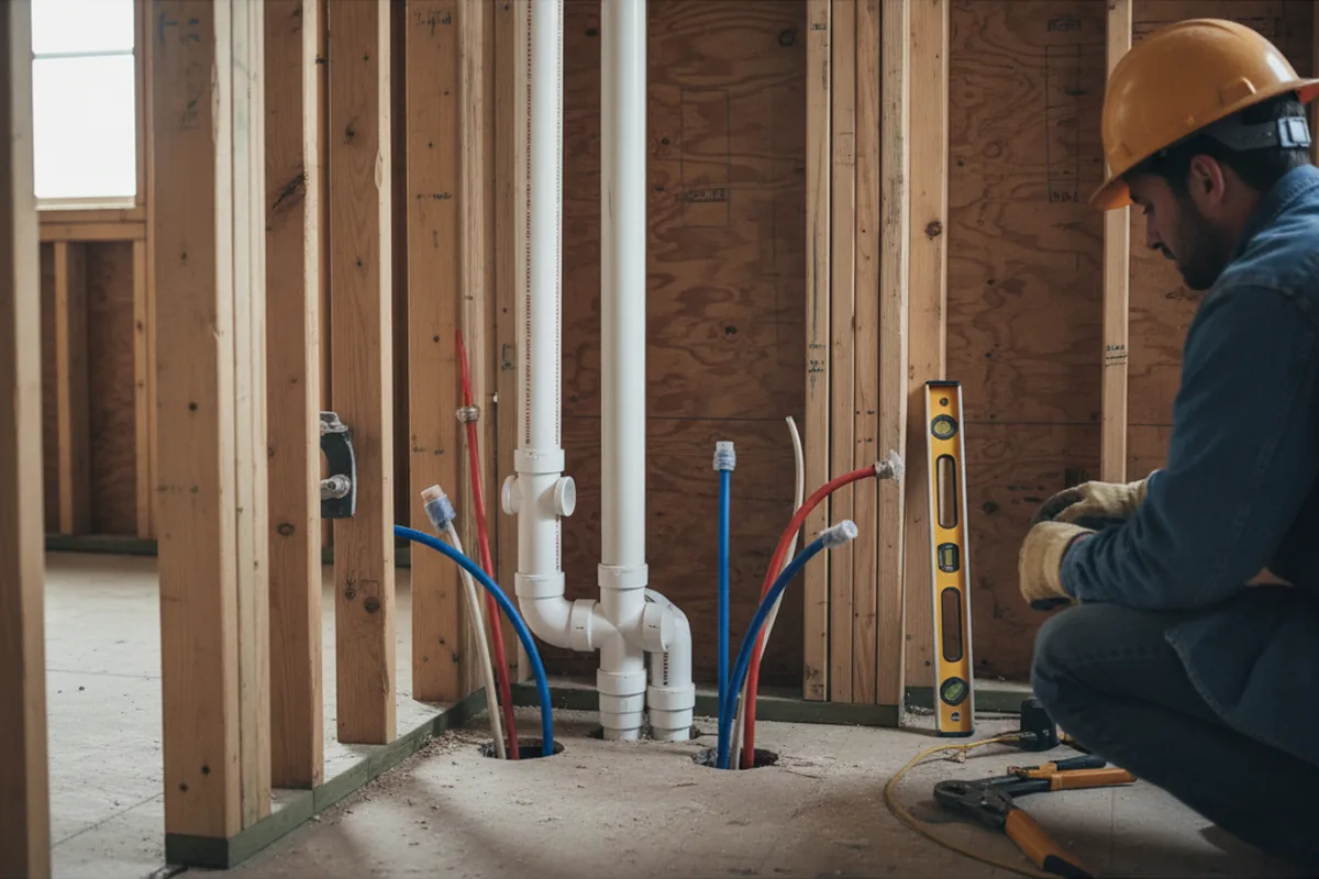 Drain and supply rough-in during Drain Cleaning in Ursa